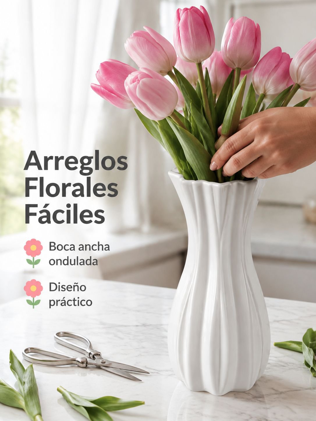 Jarrón de suelo de estilo francés de plástico con flores artificiales para decoración del hogar