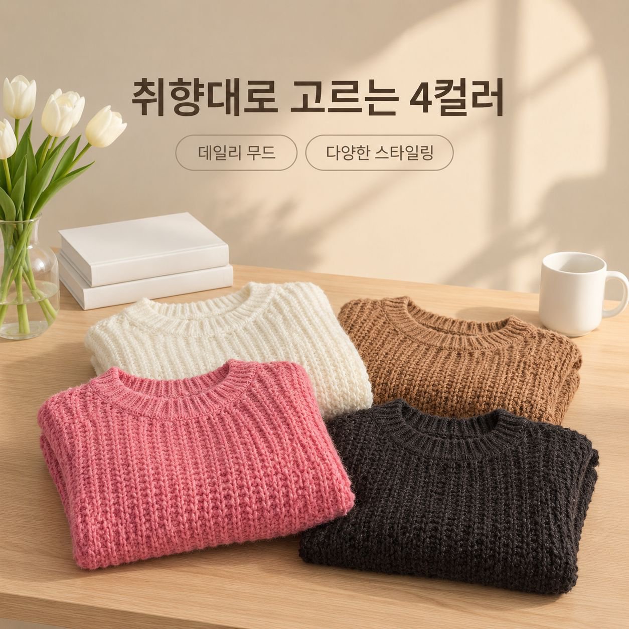 여성용 크루넥 크롭 풀오버 스웨터