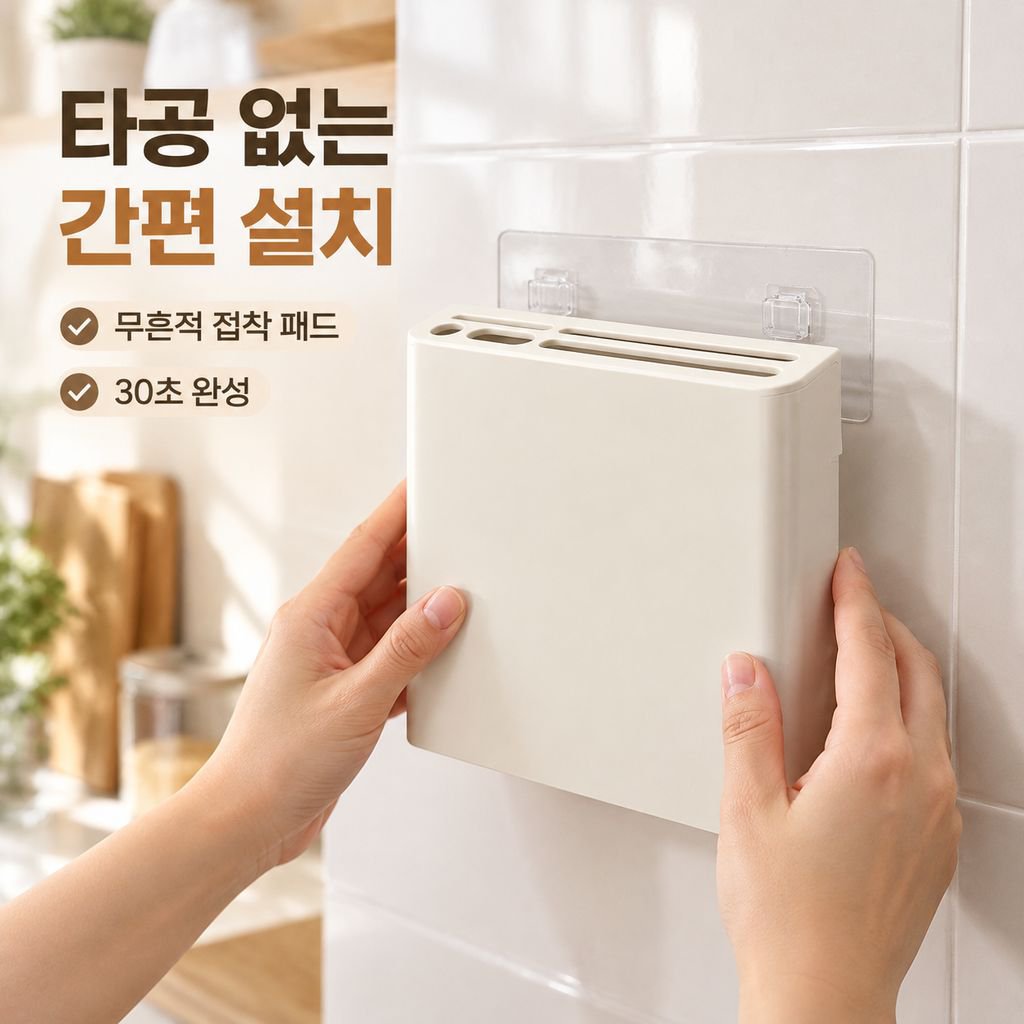 벽걸이 다기능 칼꽂이 수저통 일체형 정리대
