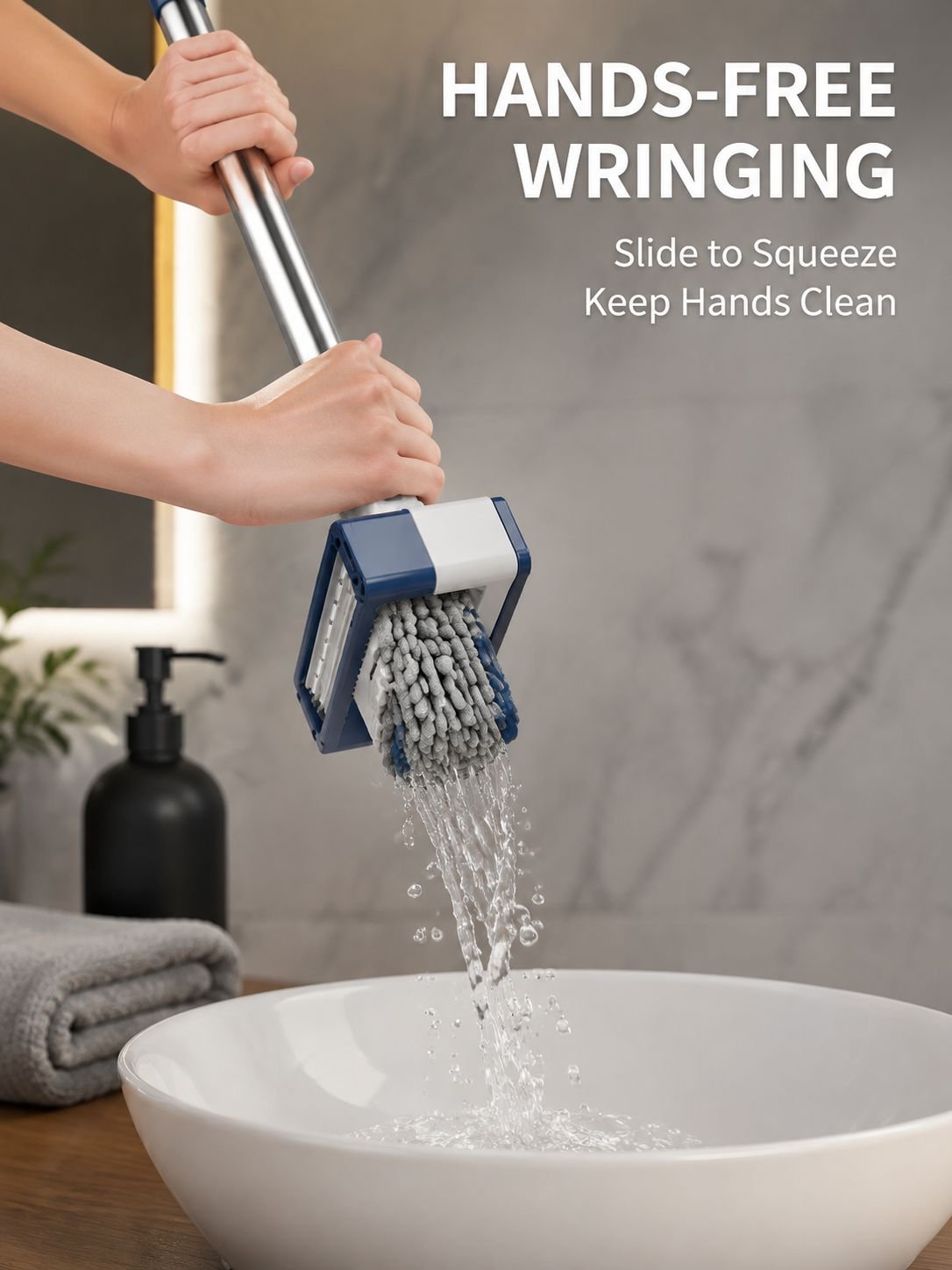 Hands-free flat mop