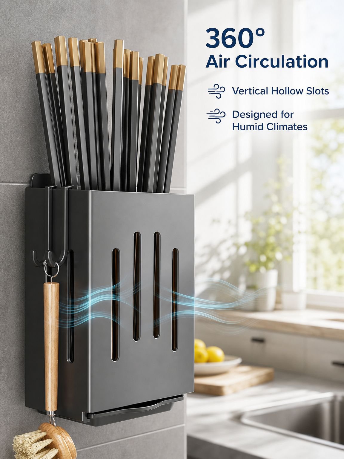 Kitchen wall-mounted chopstick holder