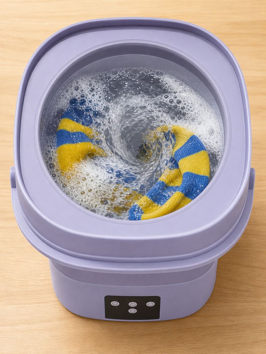 Compact folding washing machine for small spaces