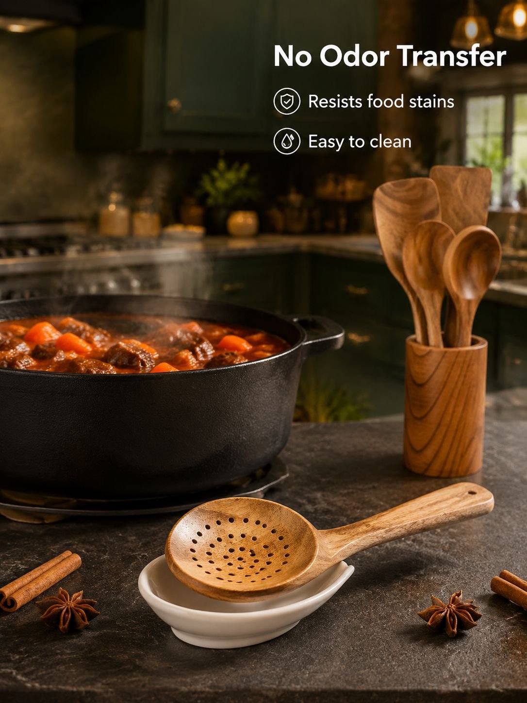Complete wooden kitchen tool set for everyday cooking