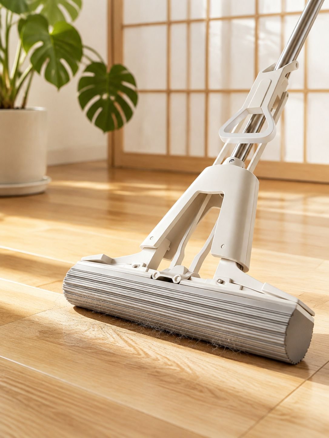 家庭用スポンジモップの使用シーン