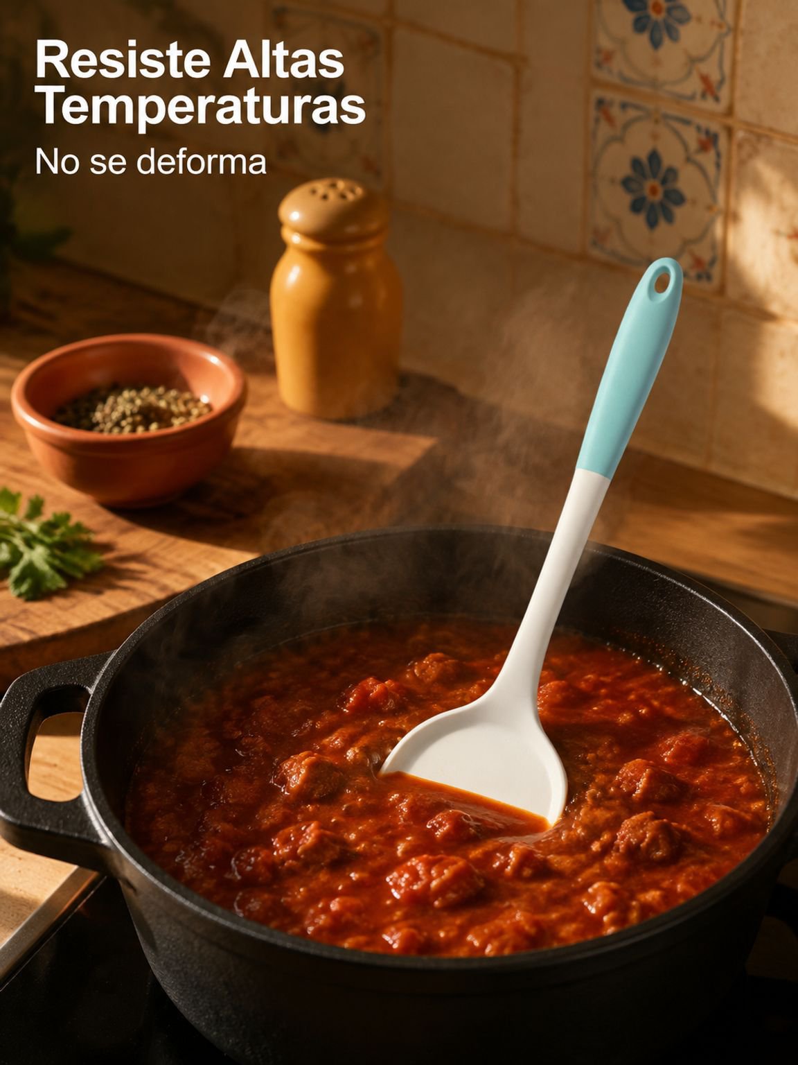 Espátula de silicona apta para uso alimentario