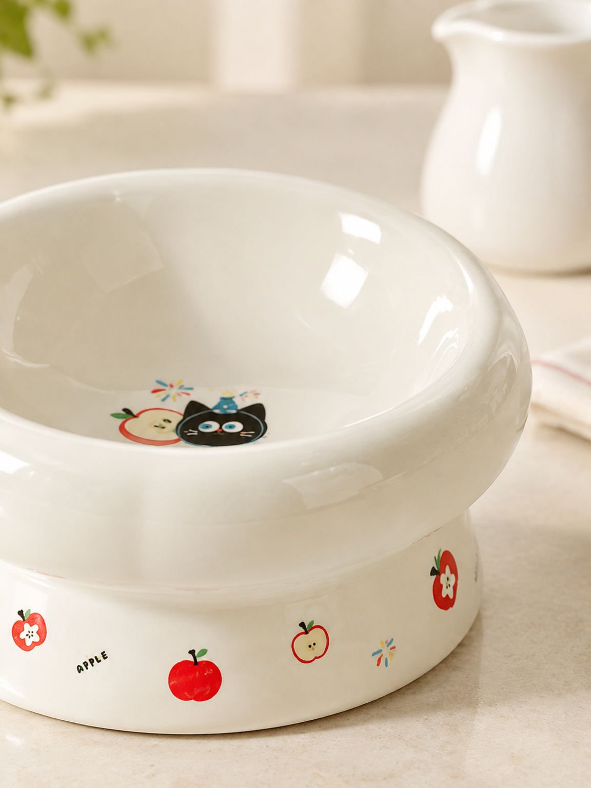 Großer Keramiknapf für Katzen mit breitem Durchmesser