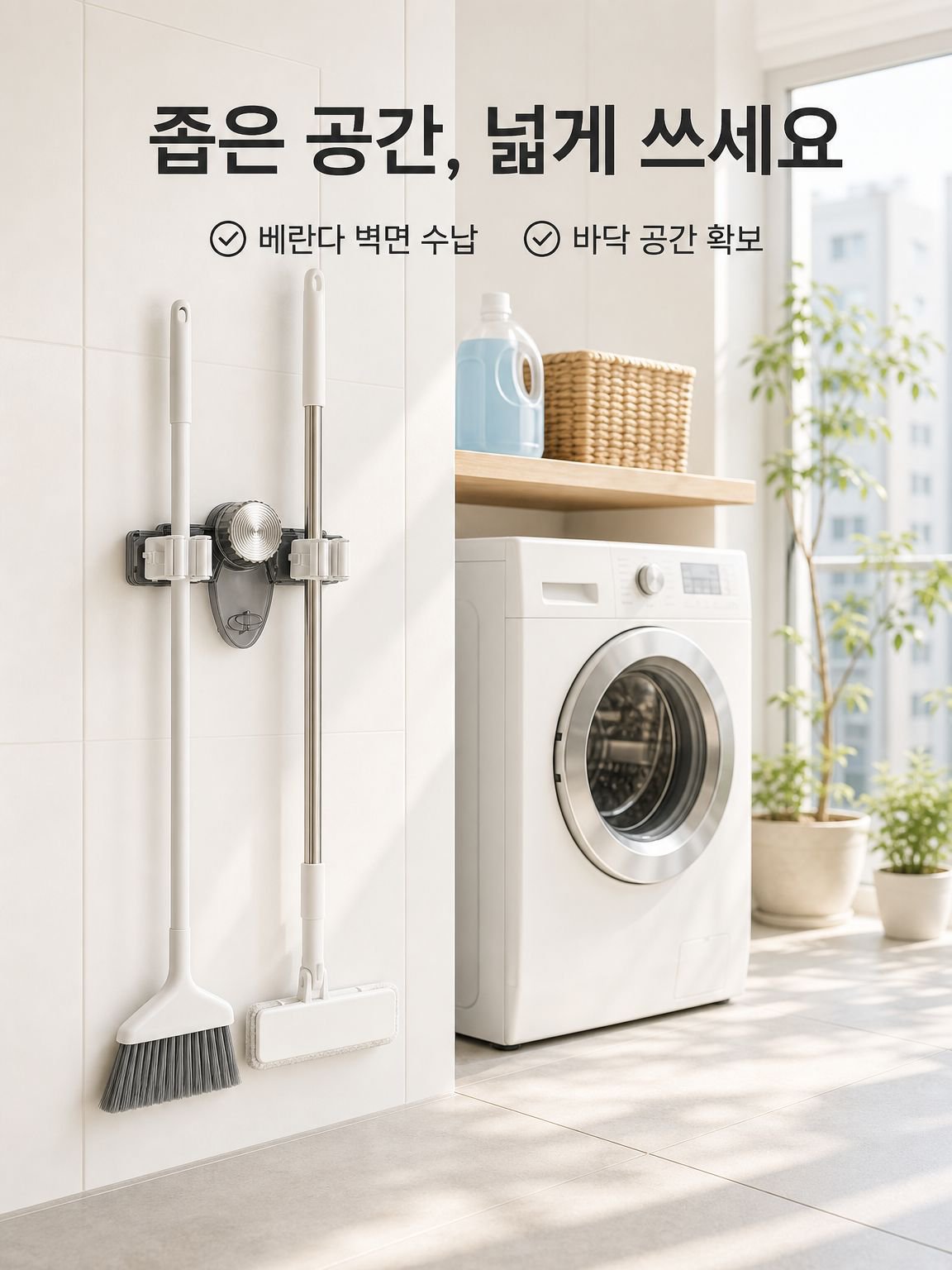 벽면 수납 흡착 걸레걸이