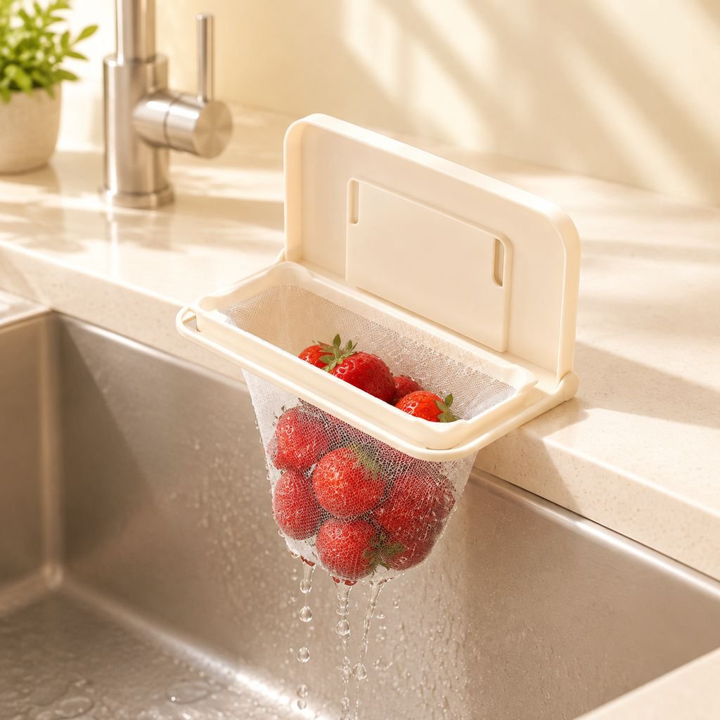 Soporte de malla para fregadero plegable