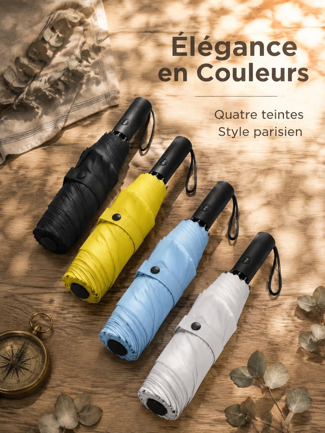 Parapluie éventail pliant rechargeable