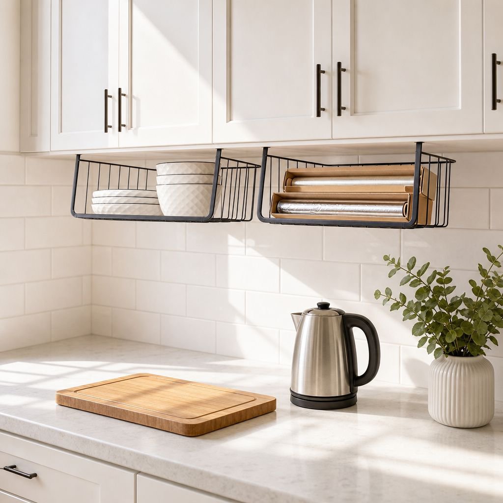 No-drill kitchen rack for maximizing storage space