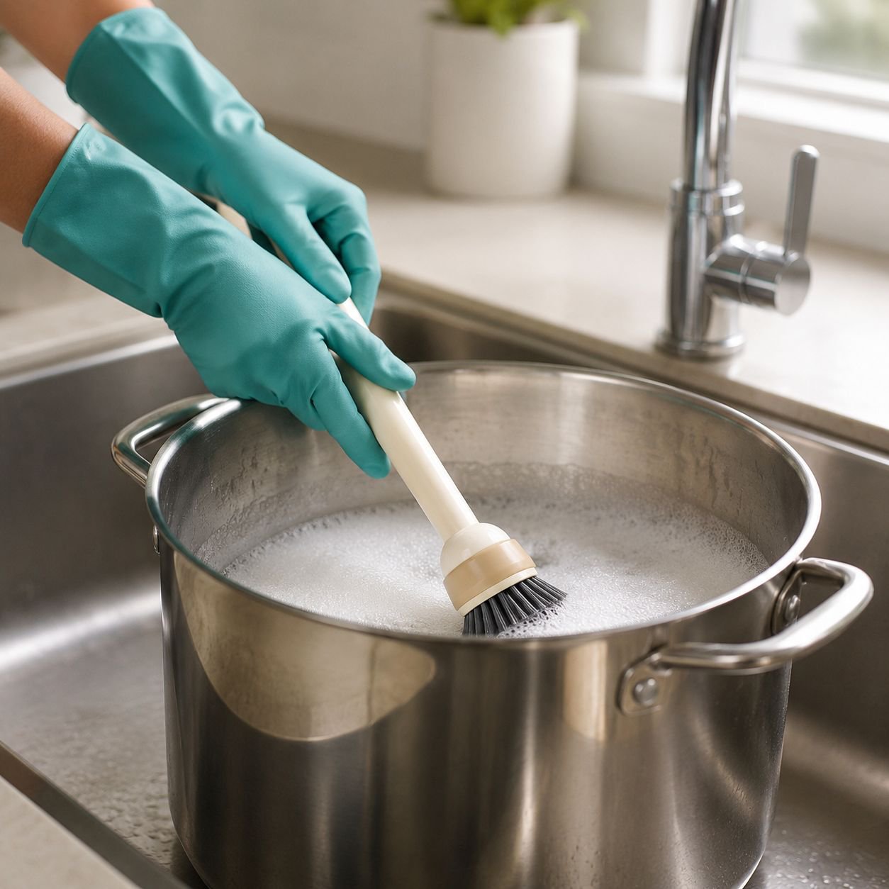 Household kitchen special pot brush long handle