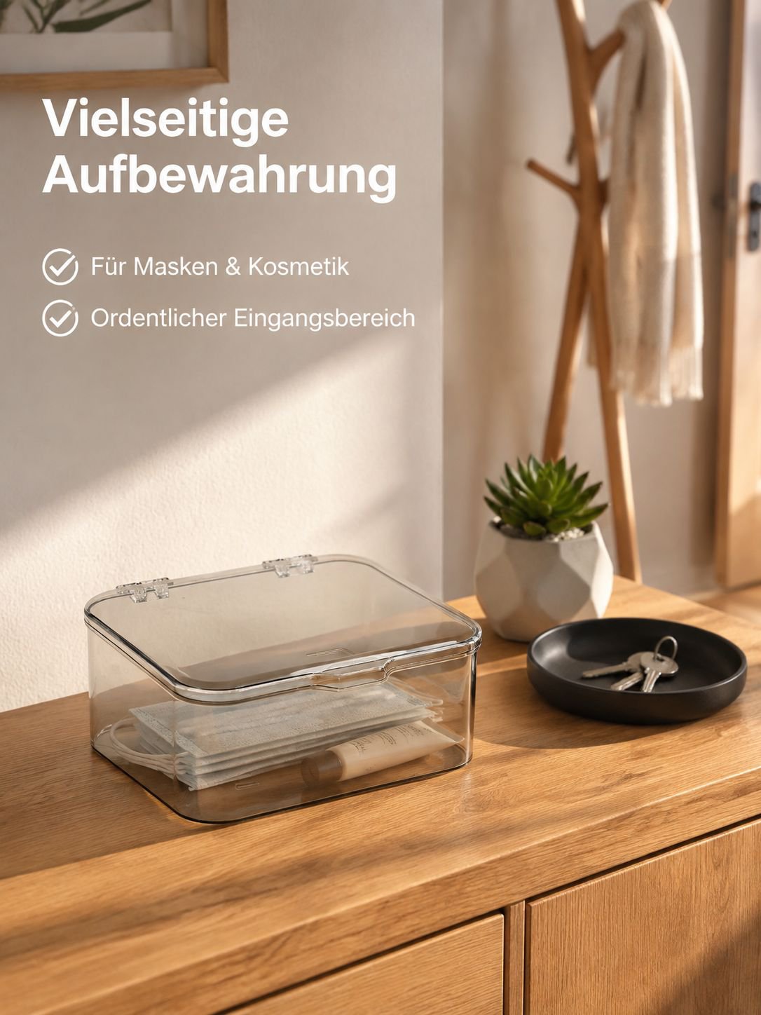 Organizer mit Deckel für Gesichtsmasken, staubdicht, ideal für Schlafsäle und Büros
