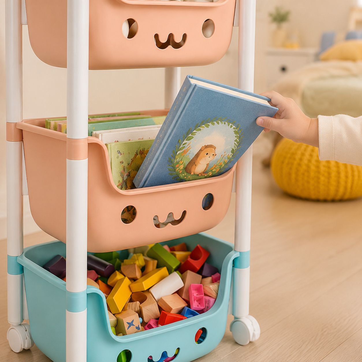 Multi-layer Bedside Toy Storage Trolley