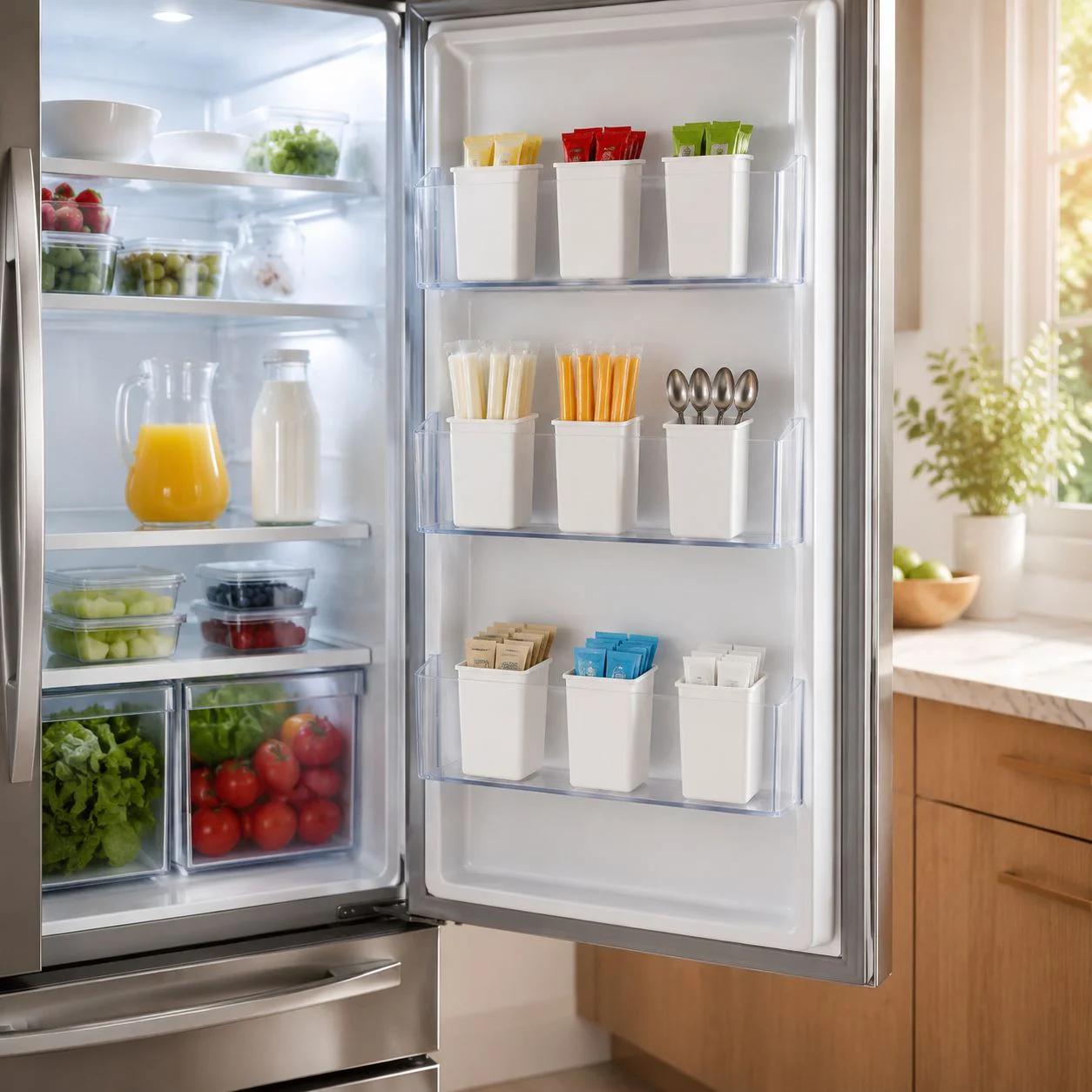 Hanging Cutlery Storage Rack for Refrigerator Side Door