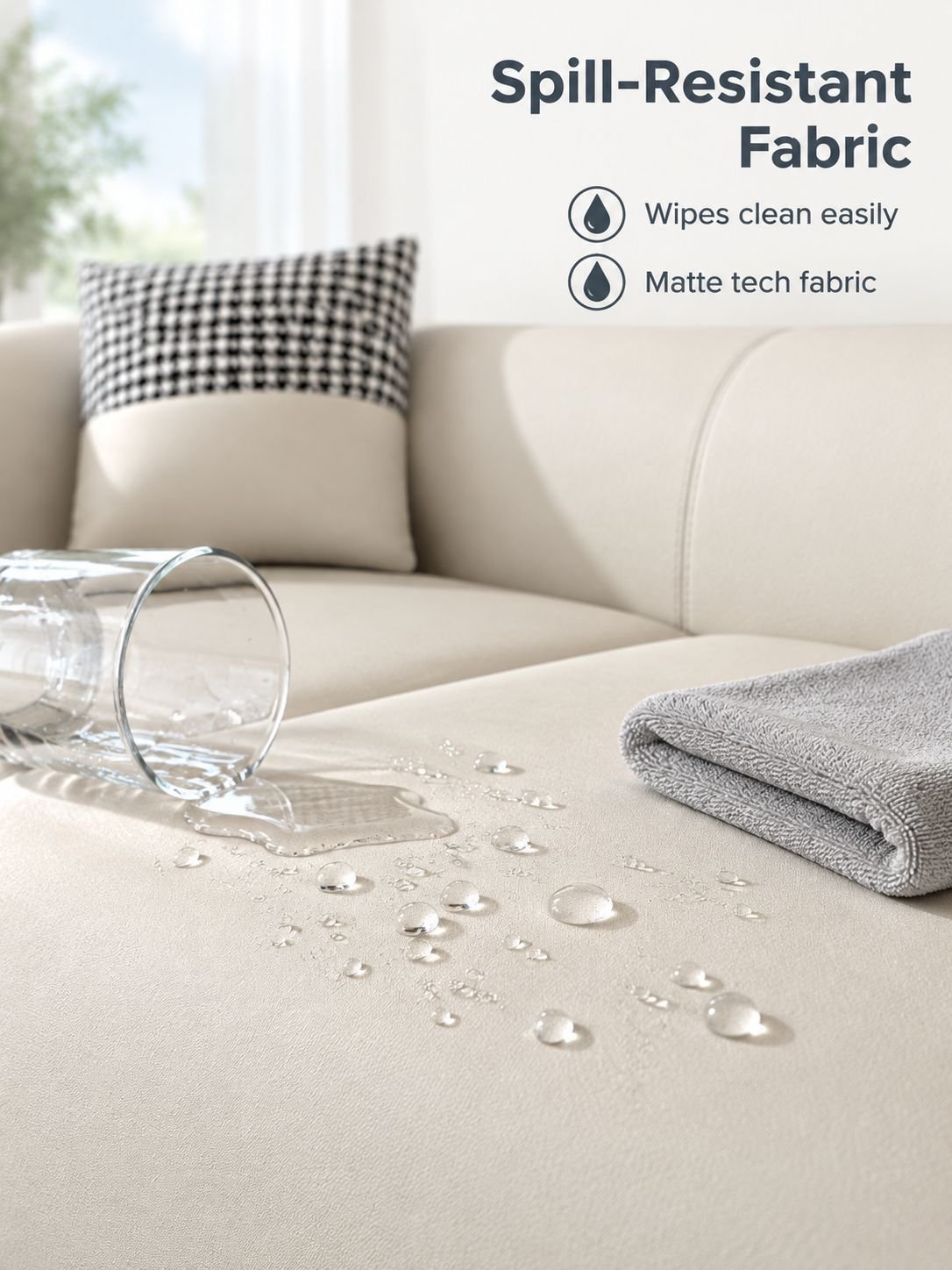 Tech fabric couch for studio apartments and offices