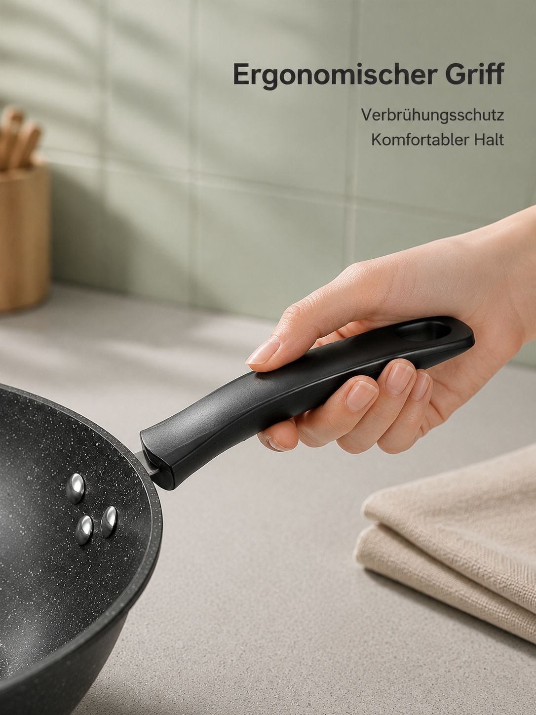 Ergonomischer Griff am Maifan-Steinwok