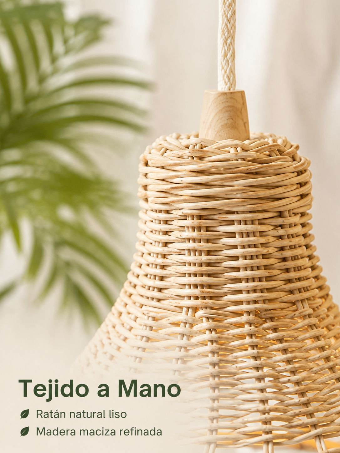 Lámpara colgante artesanal de ratán para fotografía y decoración