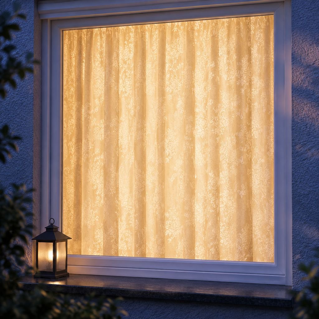Detailansicht des Mondschein-Musters auf dem Verdunkelungsvorhang