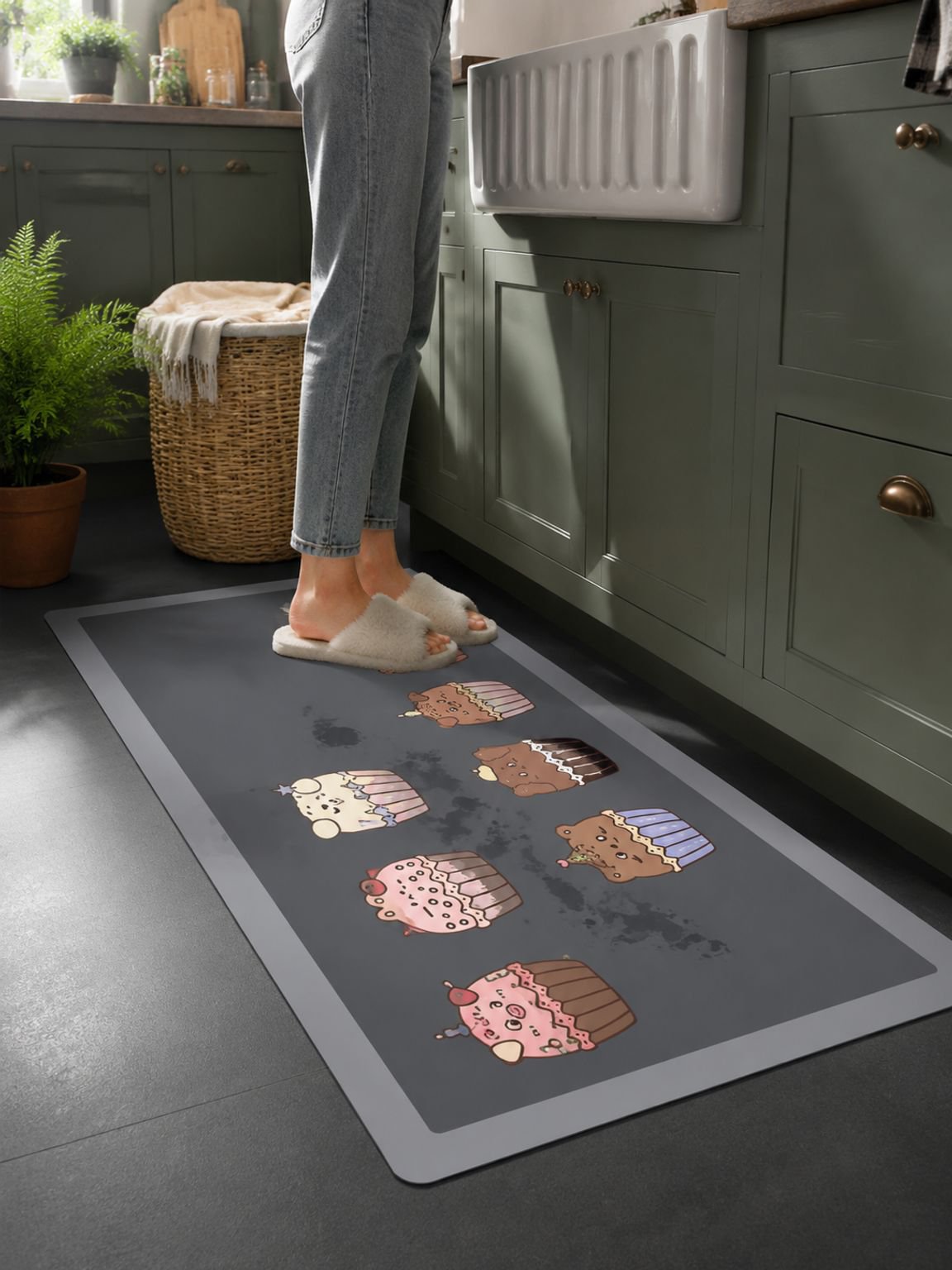 Stain proof kitchen mat in contemporary kitchen