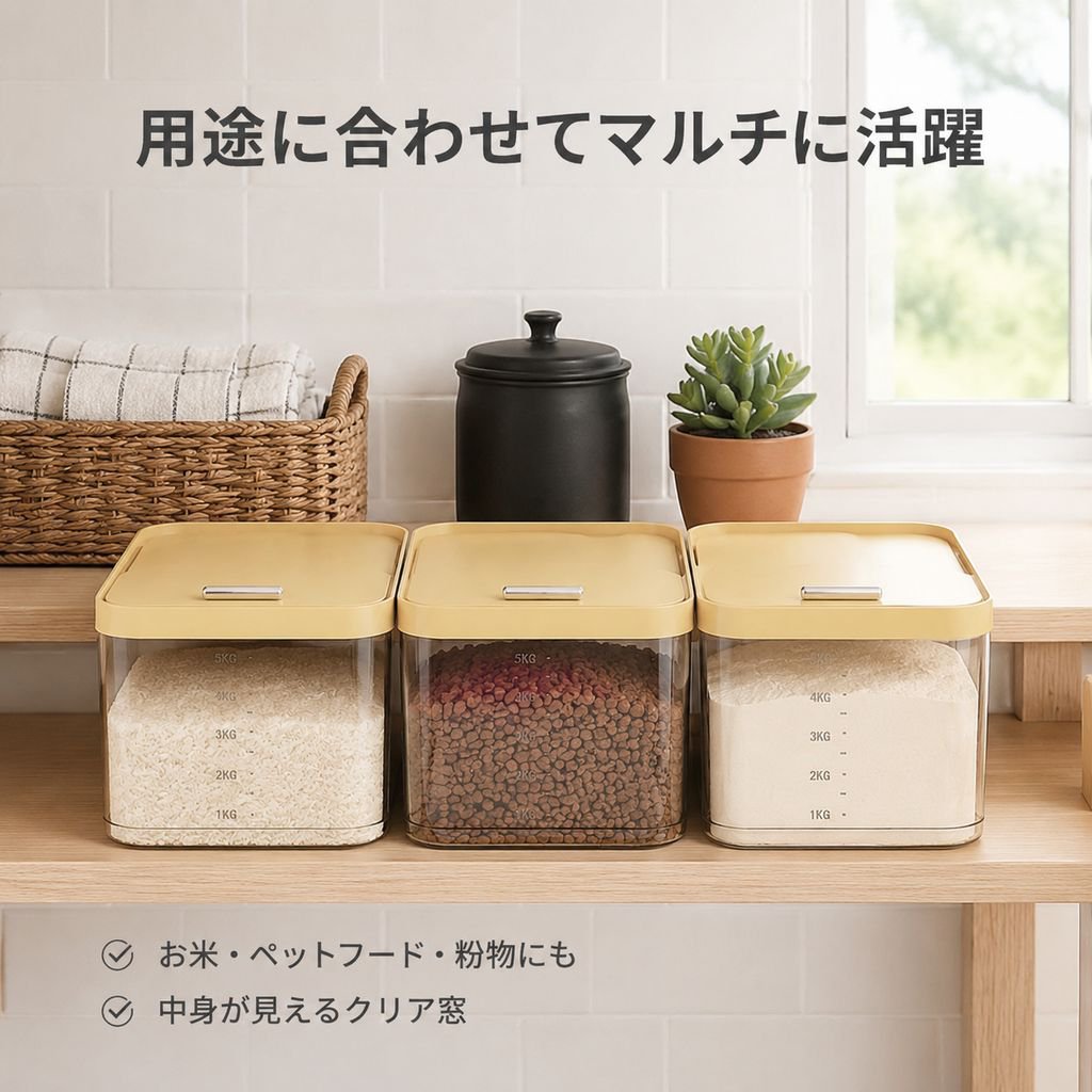 大容量キッチンキャビネット用米びつ