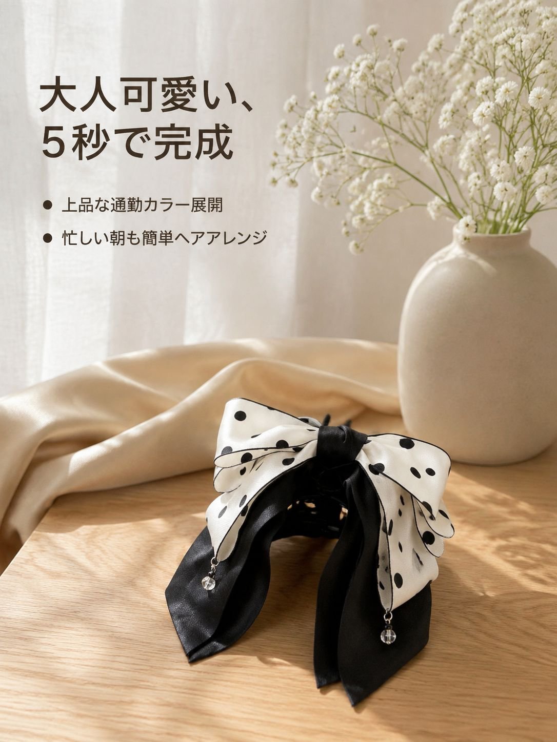 リボンヘアクリップ