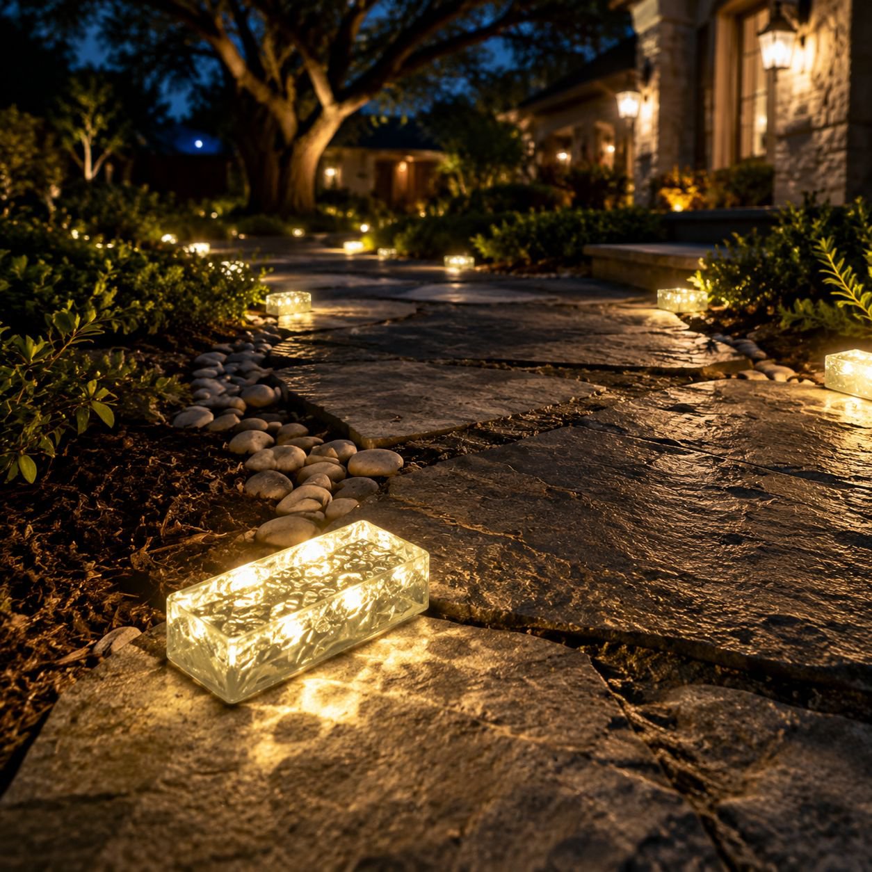 Modern garden lighting with solar ice brick