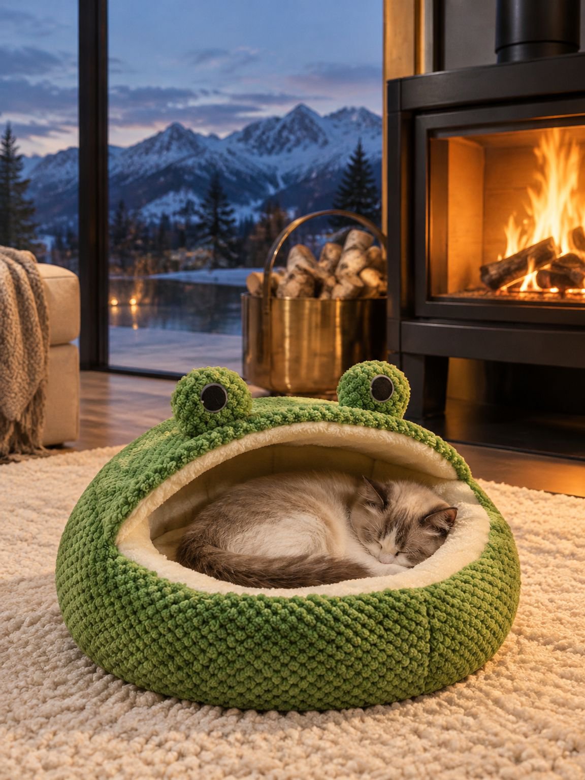 Froschförmiges Katzen- und Hundebett