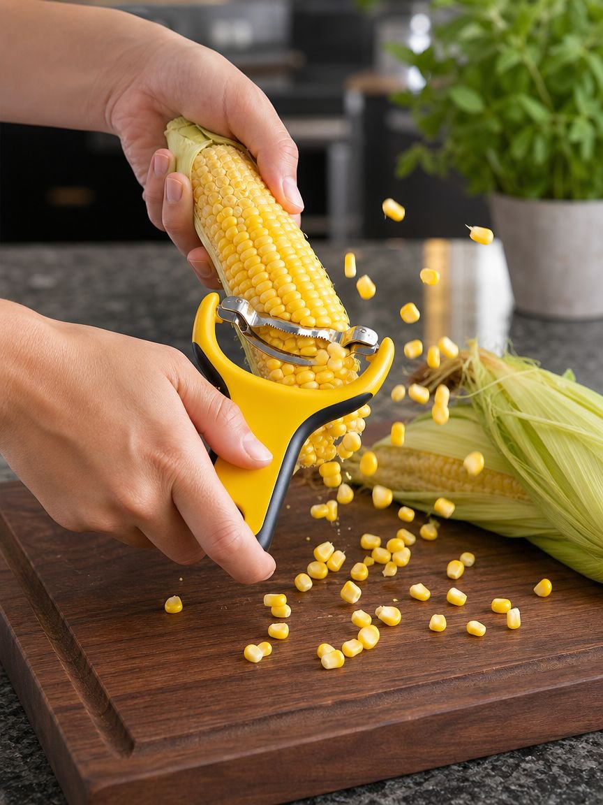 Household corn peeler with compact design