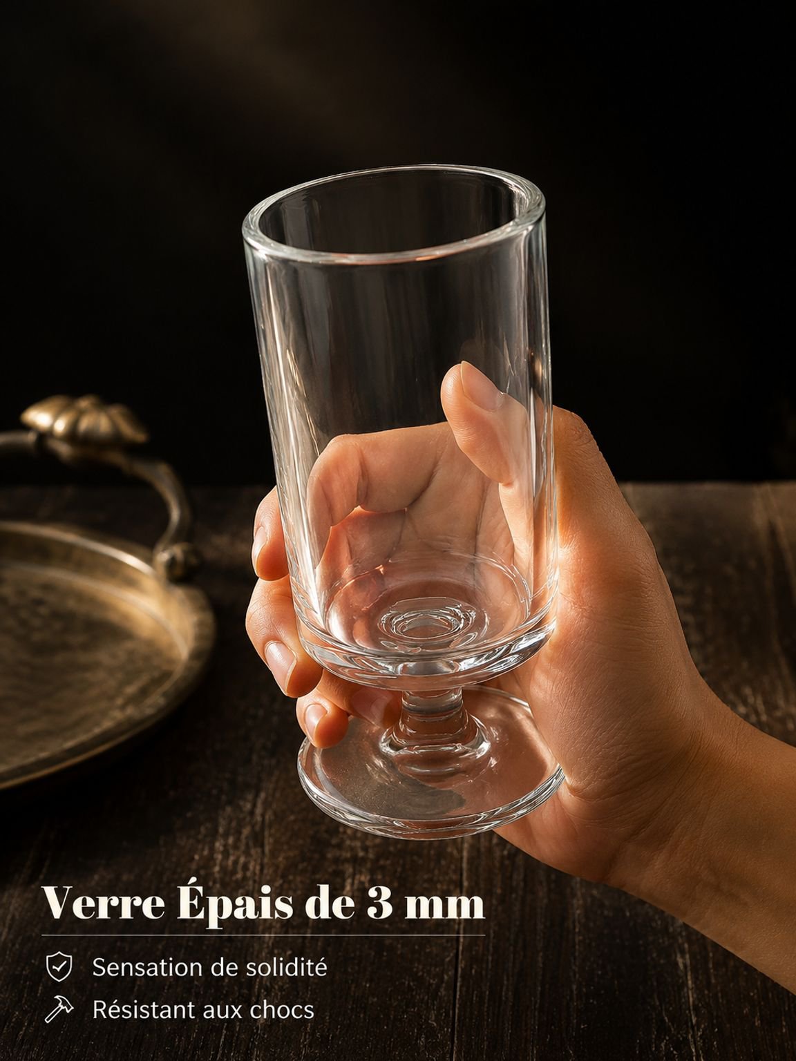 Verre à pied adapté au petit-déjeuner et au brunch