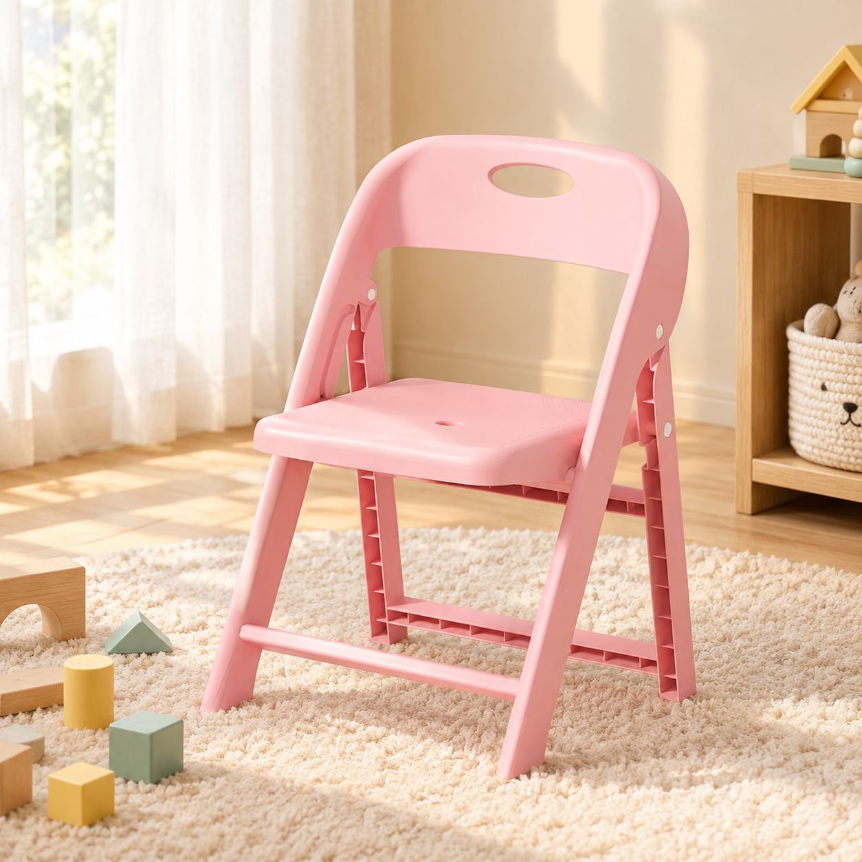 キッズチェア 折りたたみ椅子 子供用 ローチェア 子供椅子 ベビーチェア 背もたれ付き 滑り止め付き 軽量 プラスチック製 座面ゆったり 携帯便利 省スペース 幼稚園 保育園 家庭用 子ども用イス 豆