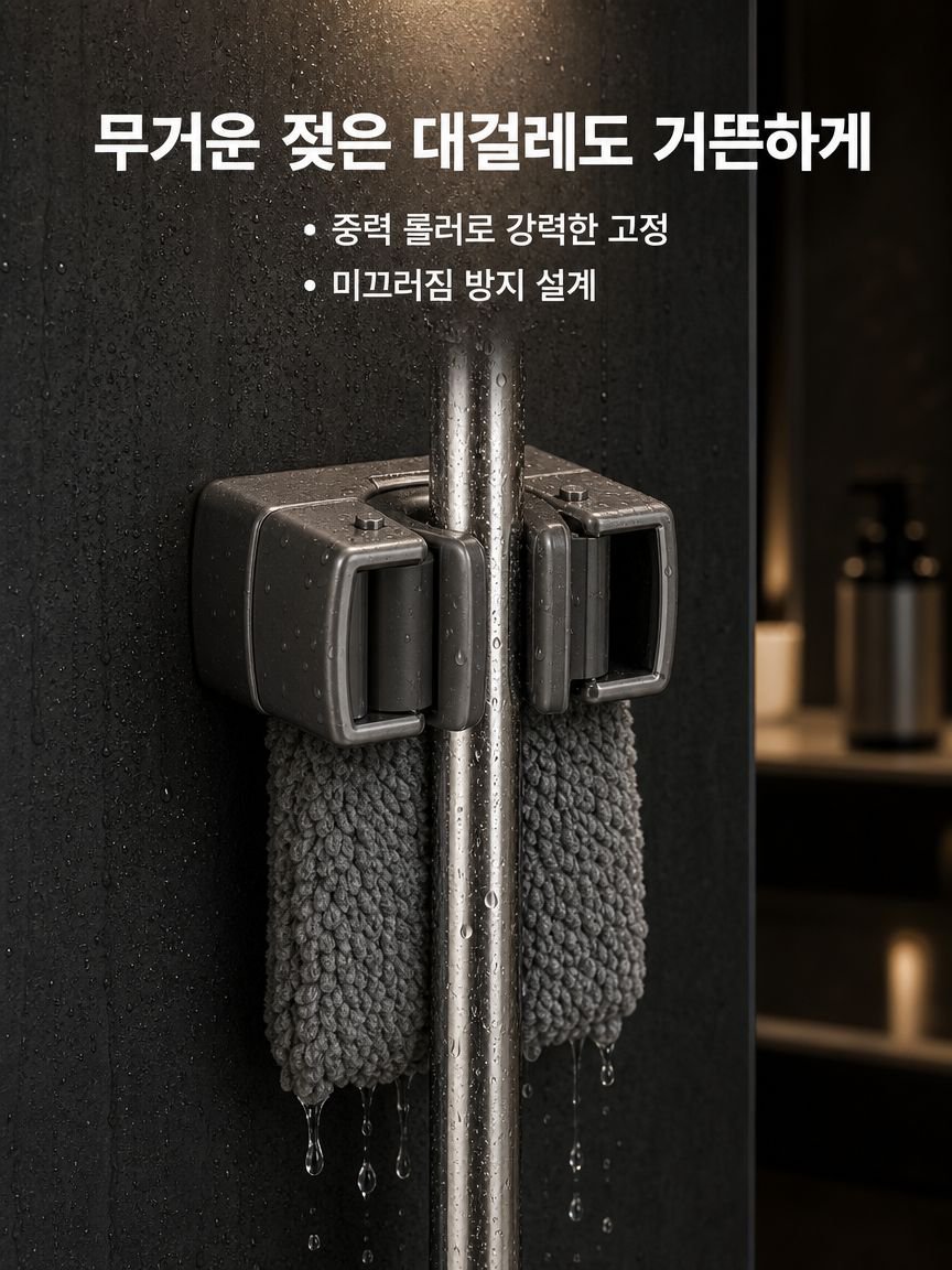 다기능 무타공 걸레걸이
