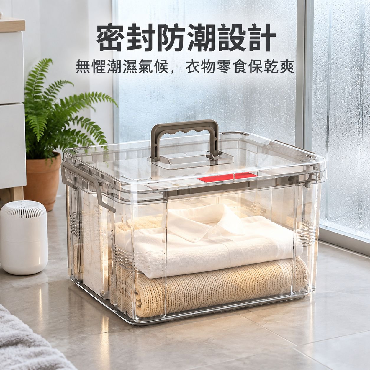 收納箱家用整理玩具零食雜物密封手提塑料框透明置物箱收納盒子