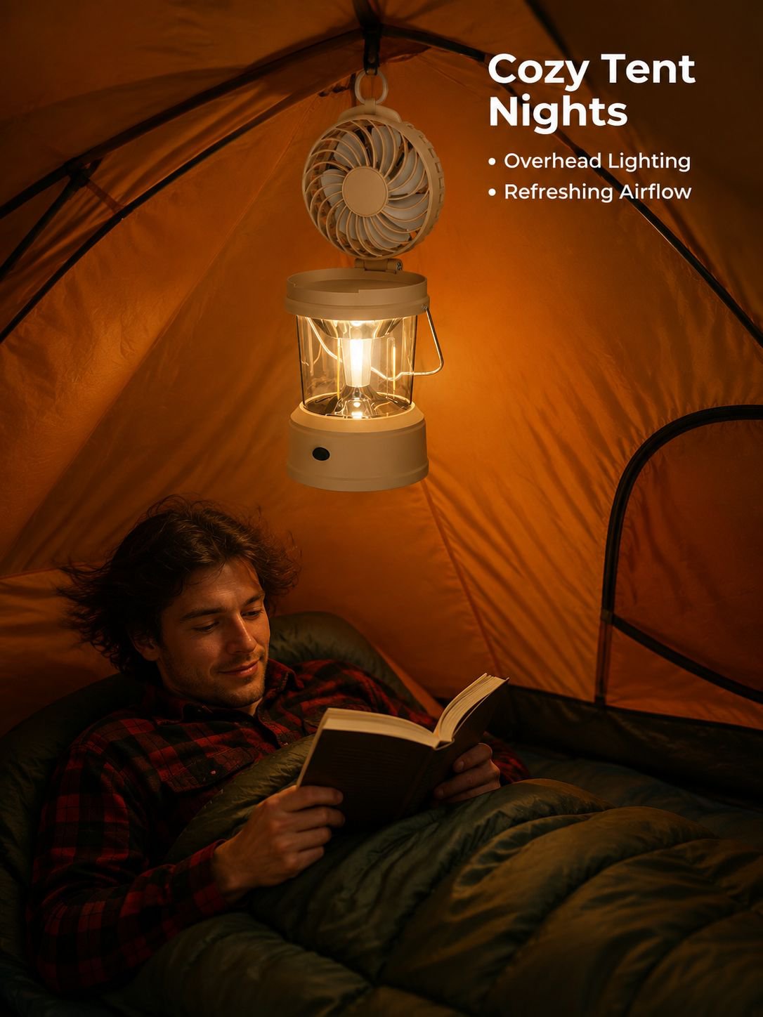 Portable High-Intensity Folding Tent Light Fan Multifunctional Camping Lantern