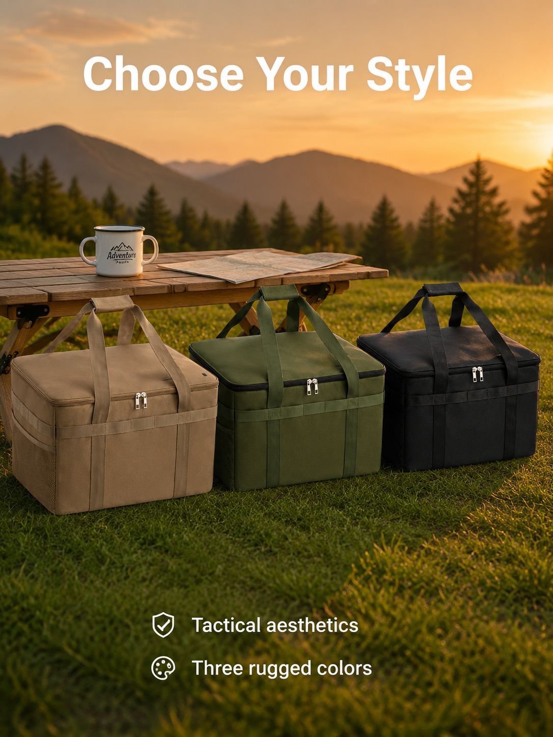 Versatile storage box in a camping site setup