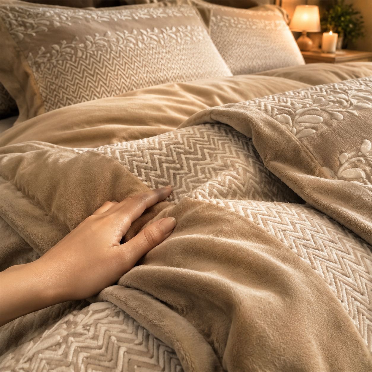 Juego de cama de 4 piezas de terciopelo con diseño de cisne
