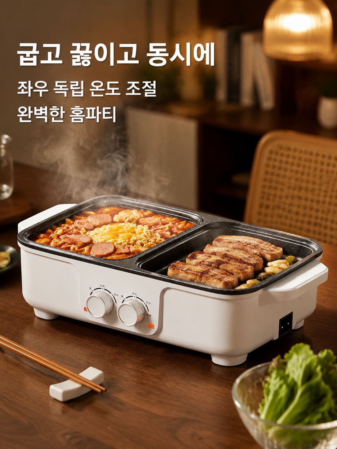 무연 전기 샤브샤브 그릴 다기능 전기냄비