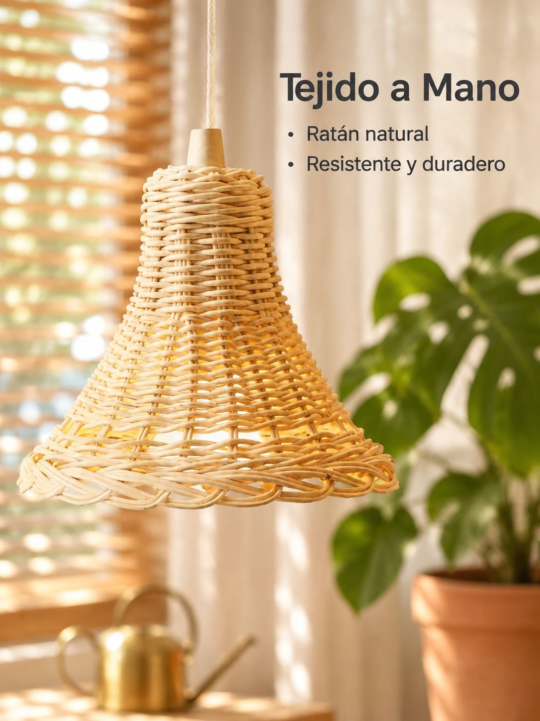 Lámpara colgante de ratán