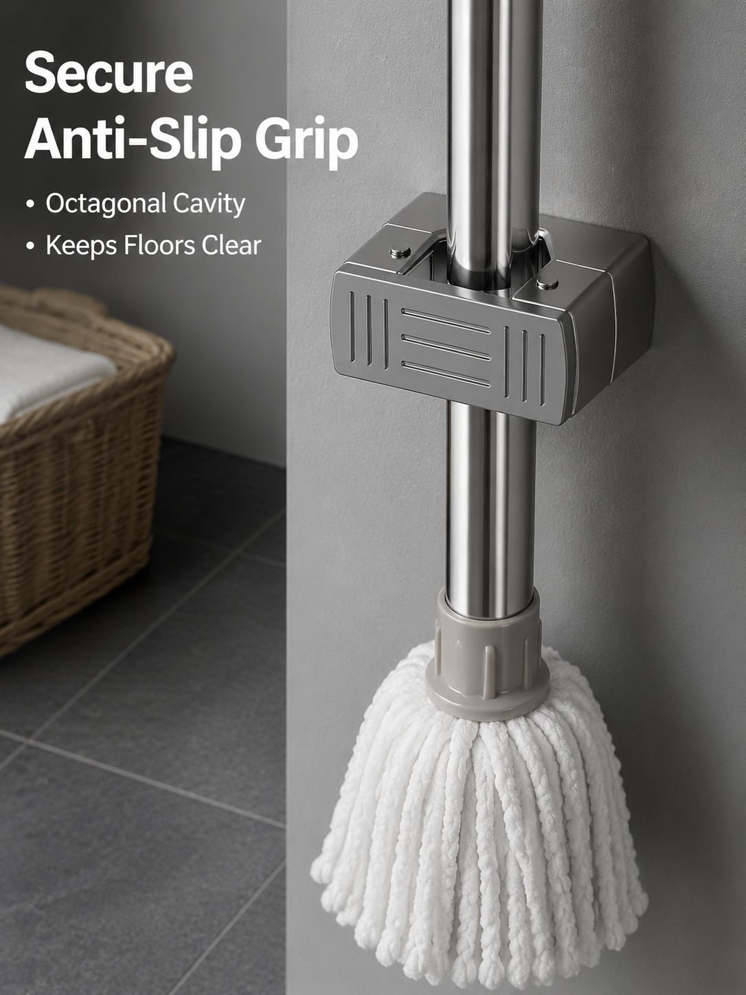 No-Drill Cleaning Tool Holder for Bathroom