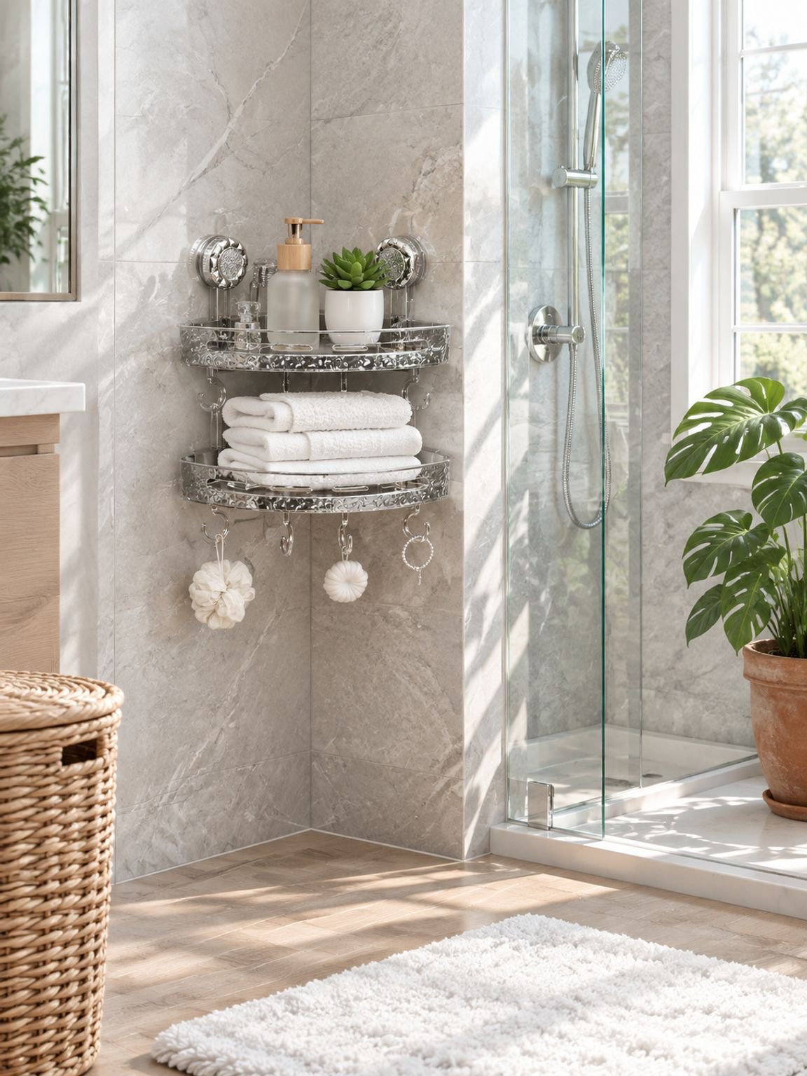 Bathroom Textured Plastic Storage Rack