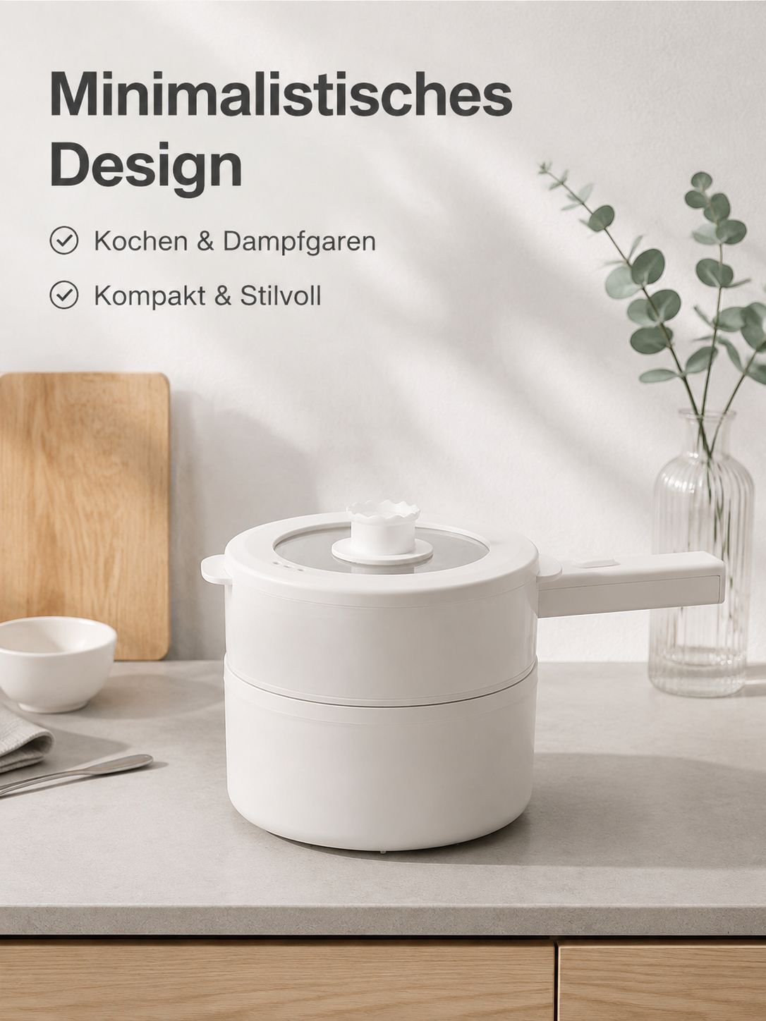 Multifunktionaler elektrischer Reiskocher mit Keramikbeschichtung, antihaft, zum Dämpfen und Kochen