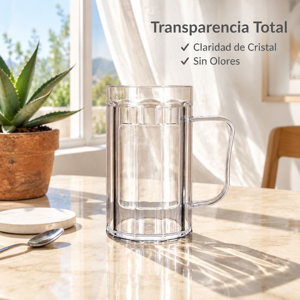 Jarra de cerveza de plástico PET 500ml con asa para KTV y bar