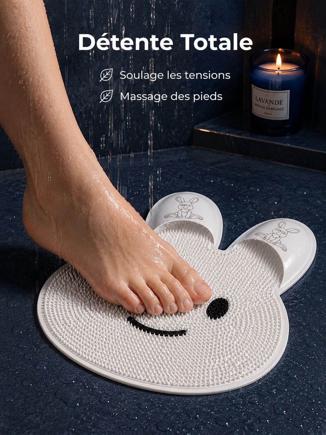 Coussinets de massage en silicone antidérapants motif lapin