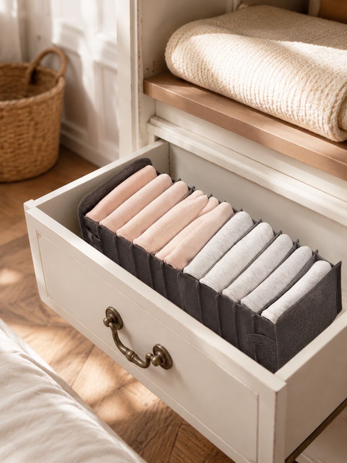 Boîte de rangement pliable pour sous-vêtements, rangement domestique en tissu