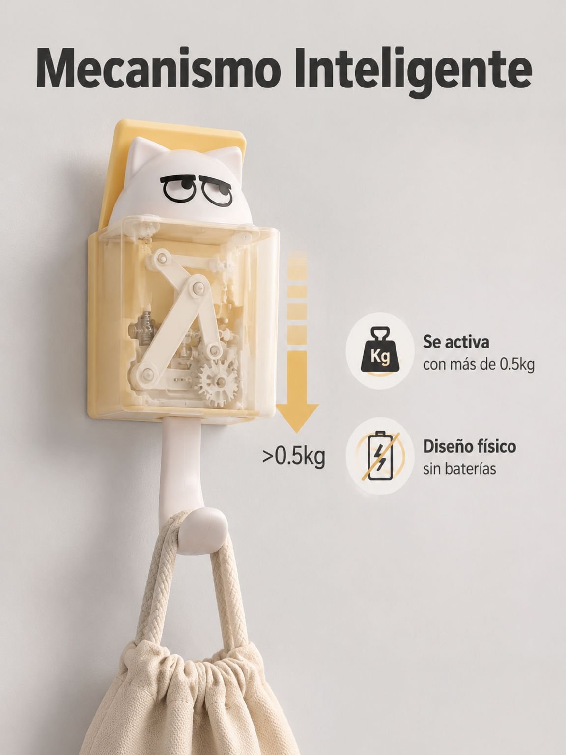Ganchos de pared retráctiles con forma de gato
