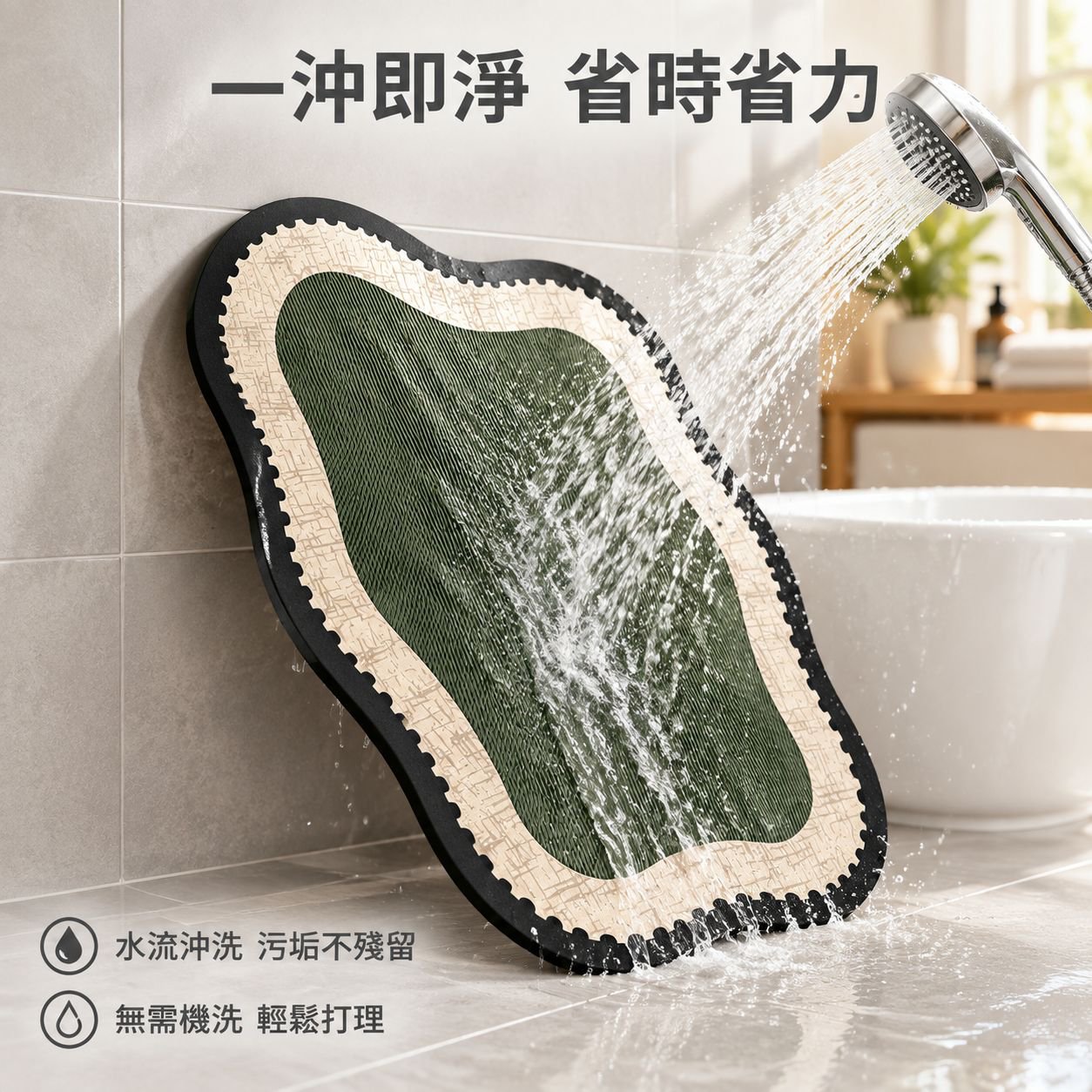 復古法式矽藻泥浴室吸水防滑地墊