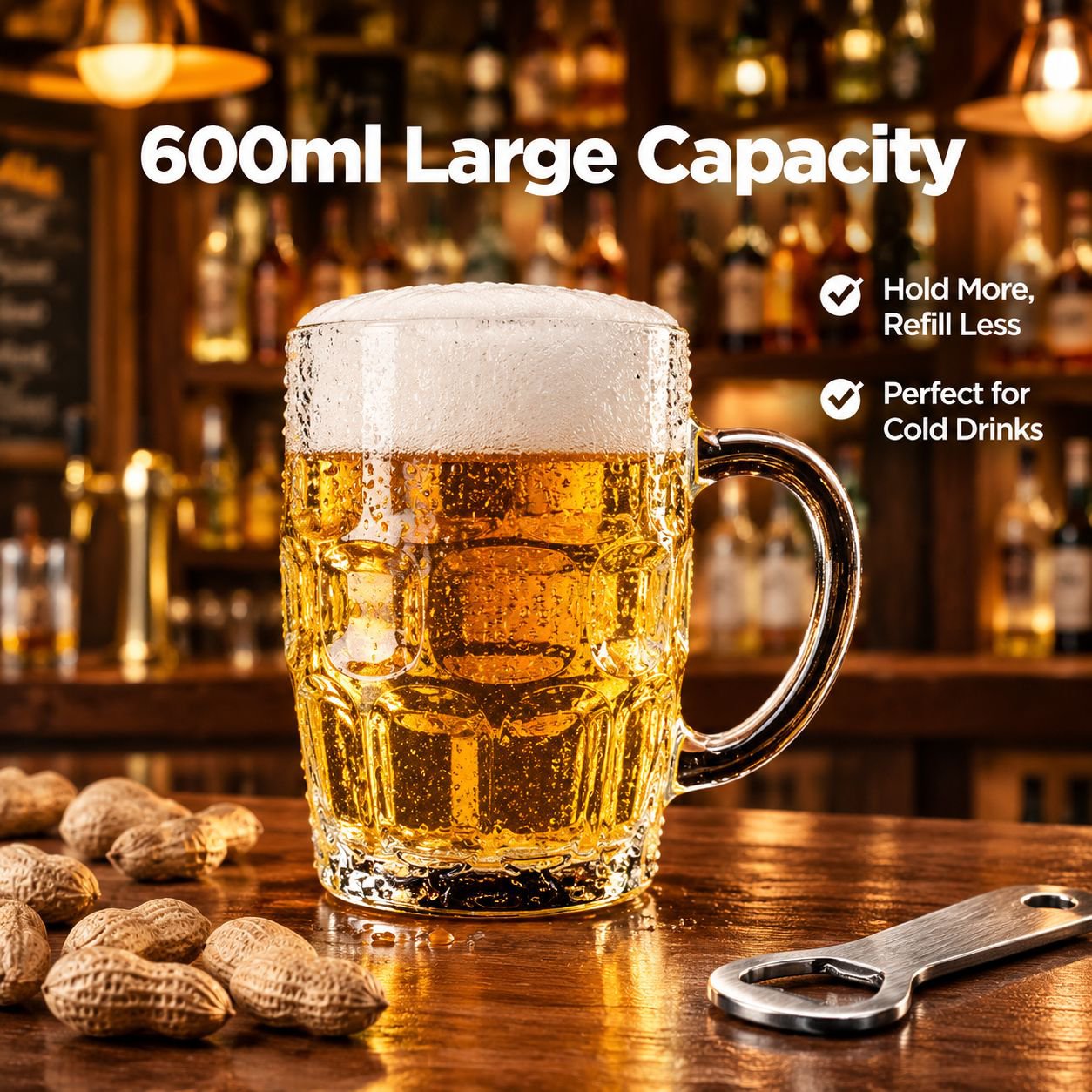 Large Transparent Glass Beer Mug