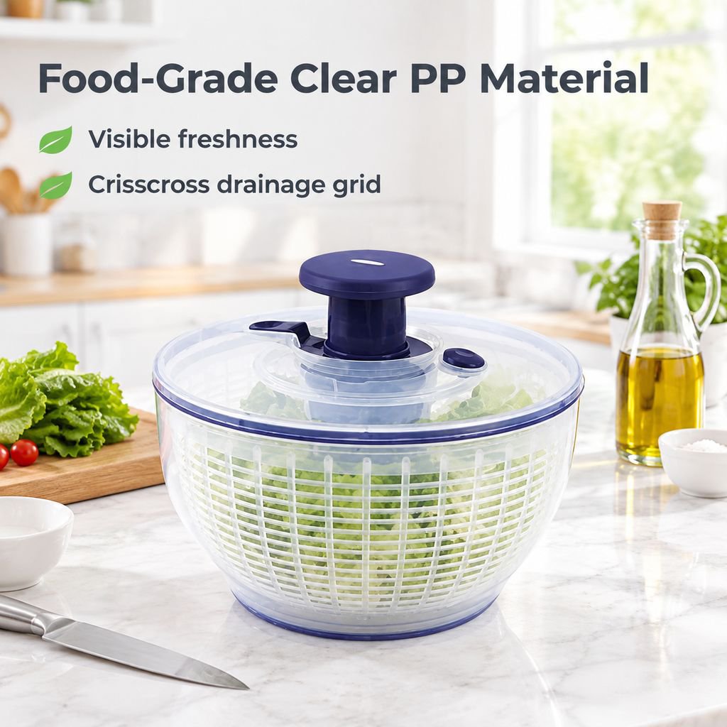 Manual Press Vegetable Salad Spinner Household Kitchen Washing Drainer Basket