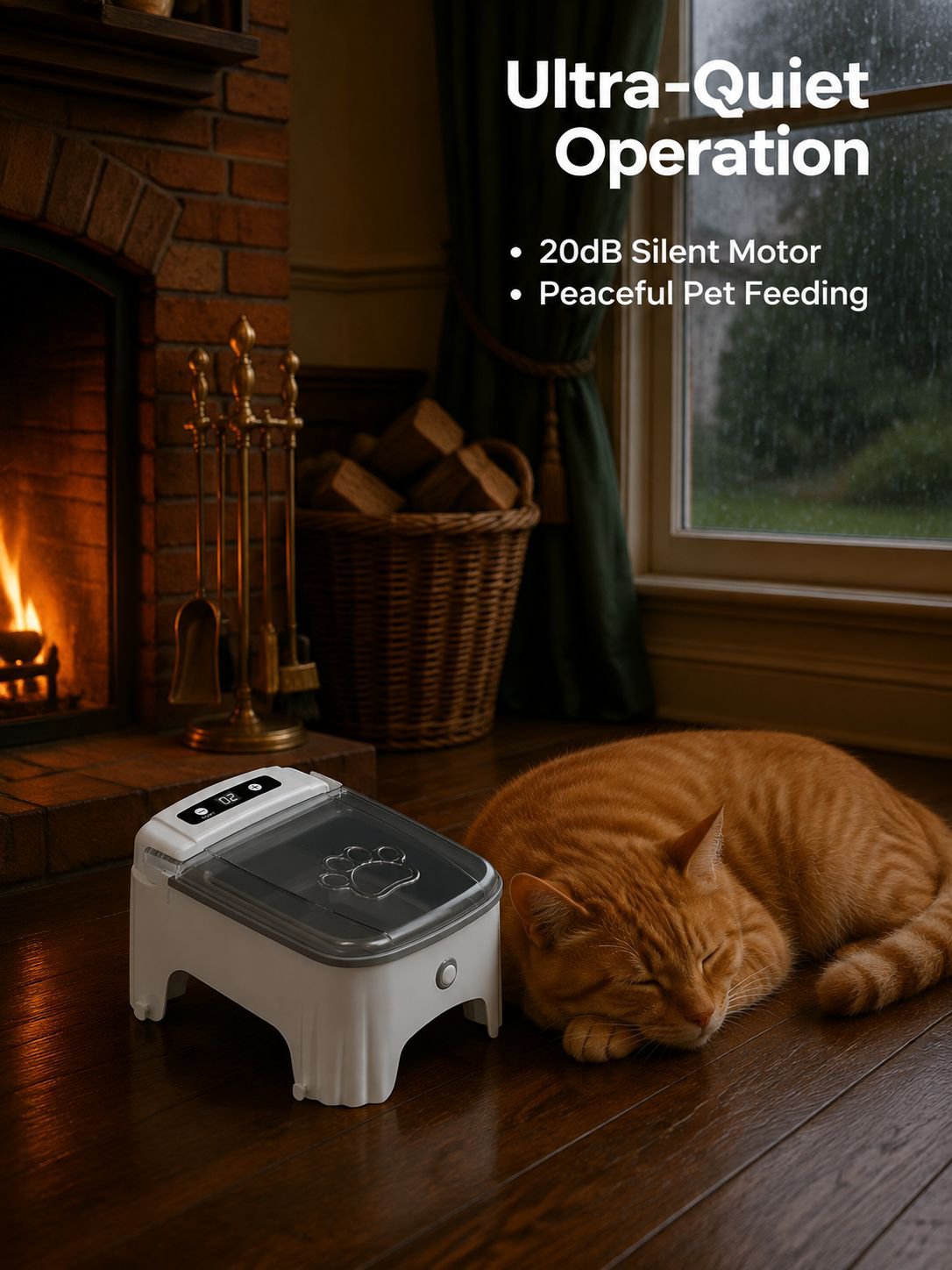 Cat interacting with automatic food dispenser