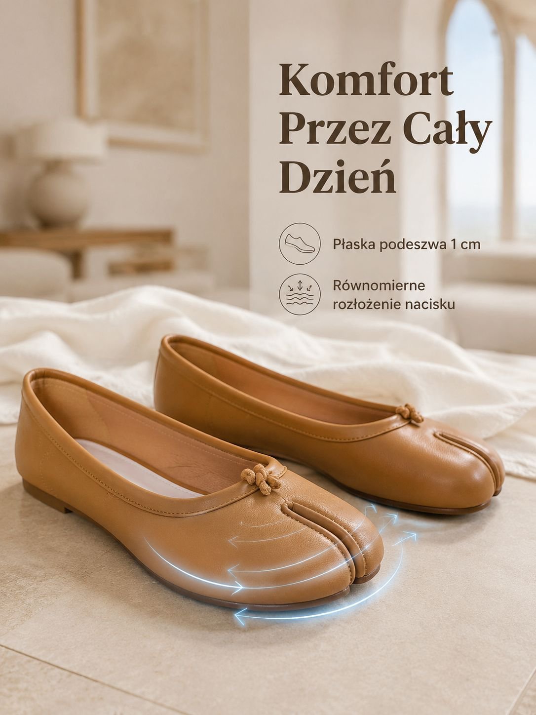 Damskie minimalistyczne mokasyny z płaską podeszwą i niskim wycięciem