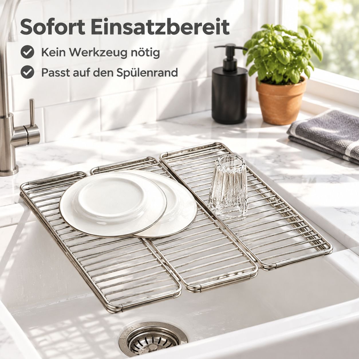 Spülbecken Abtropfgestell Faltbar Edelstahl Geschirrkorb Spülen-Organizer